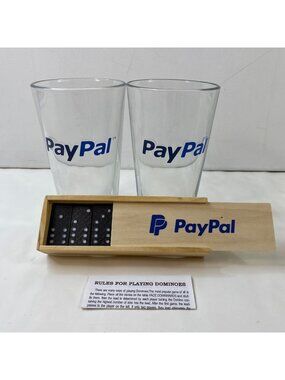 PayPal Pint Glasses Wood Domino Set eBayana Tan Blue